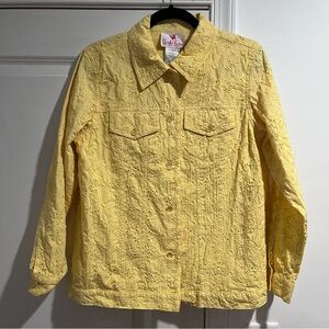 Quacker Factory Sunny Yellow Eyelet Jacket with Beading